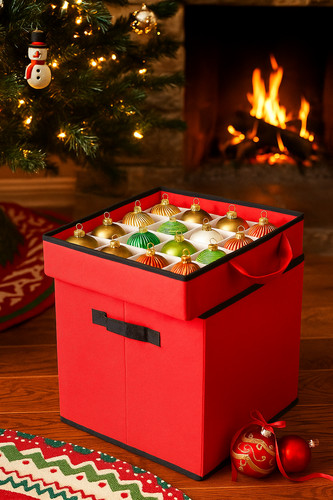 Red bauble storage box case - red,