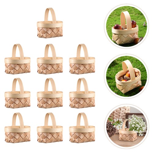 Miniature wood basket with - wood,