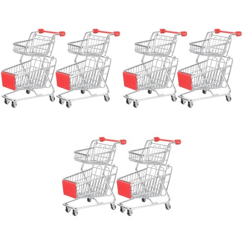 6pcs silver mini shopping - 6pcs, cart