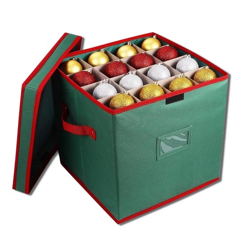 Green christmas bauble storage - green,