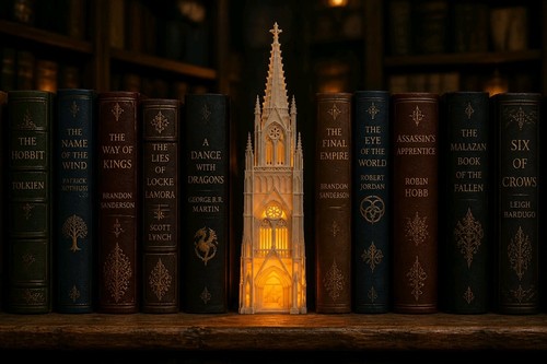 Led lit cathedral slim book - led,